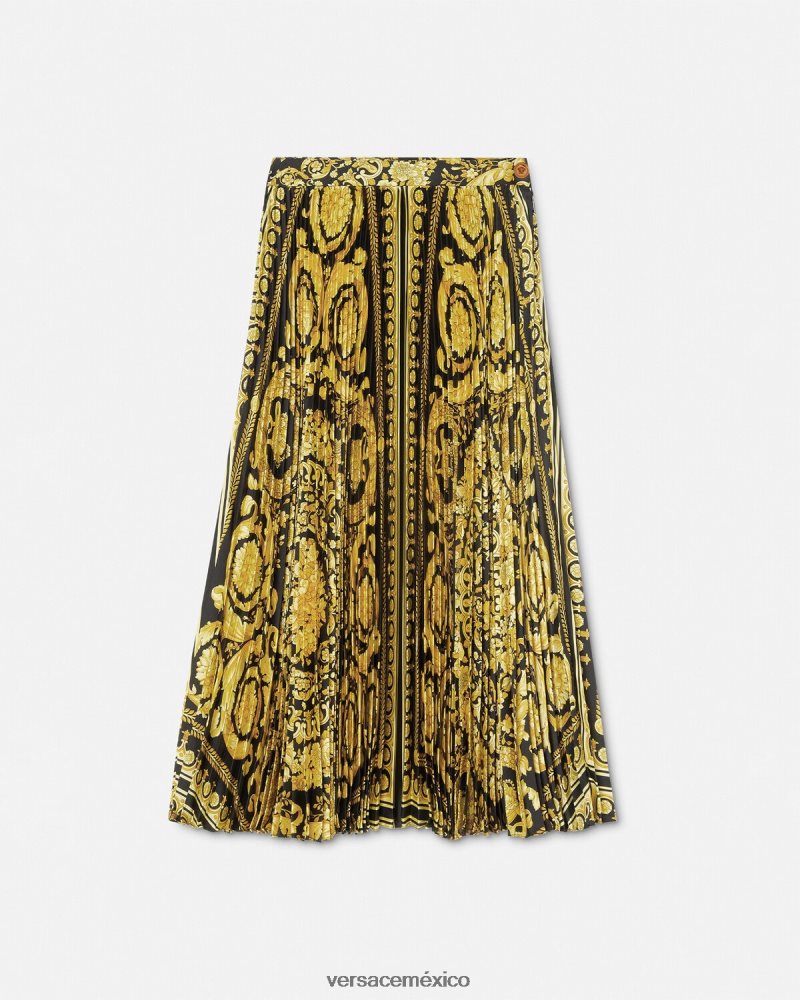 Versace falda midi plisada estilo barroco imprimir ropa mujer 84626J171