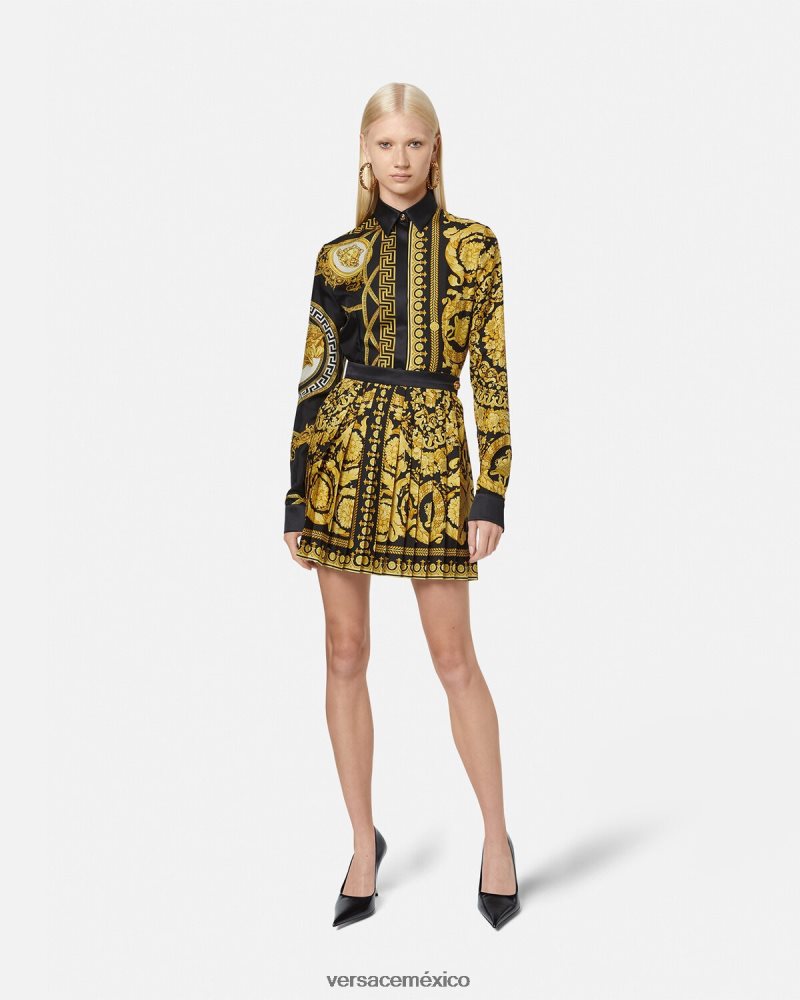 Versace falda plisada barroca imprimir ropa mujer 84626J169