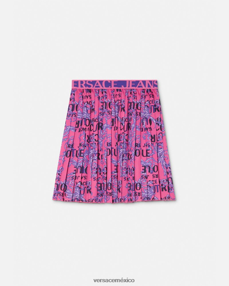 Versace falda plisada de alta costura con logo fucsia ropa mujer 84626J2249