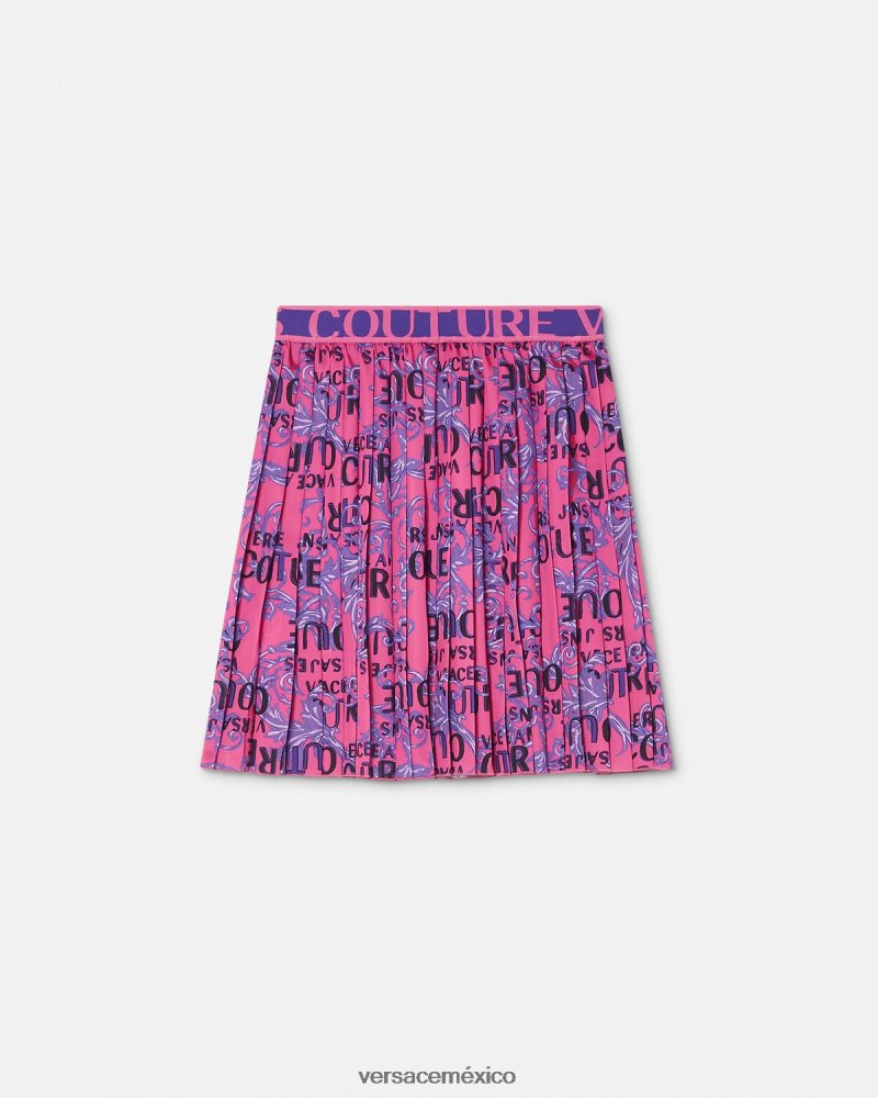 Versace falda plisada de alta costura con logo fucsia ropa mujer 84626J2249