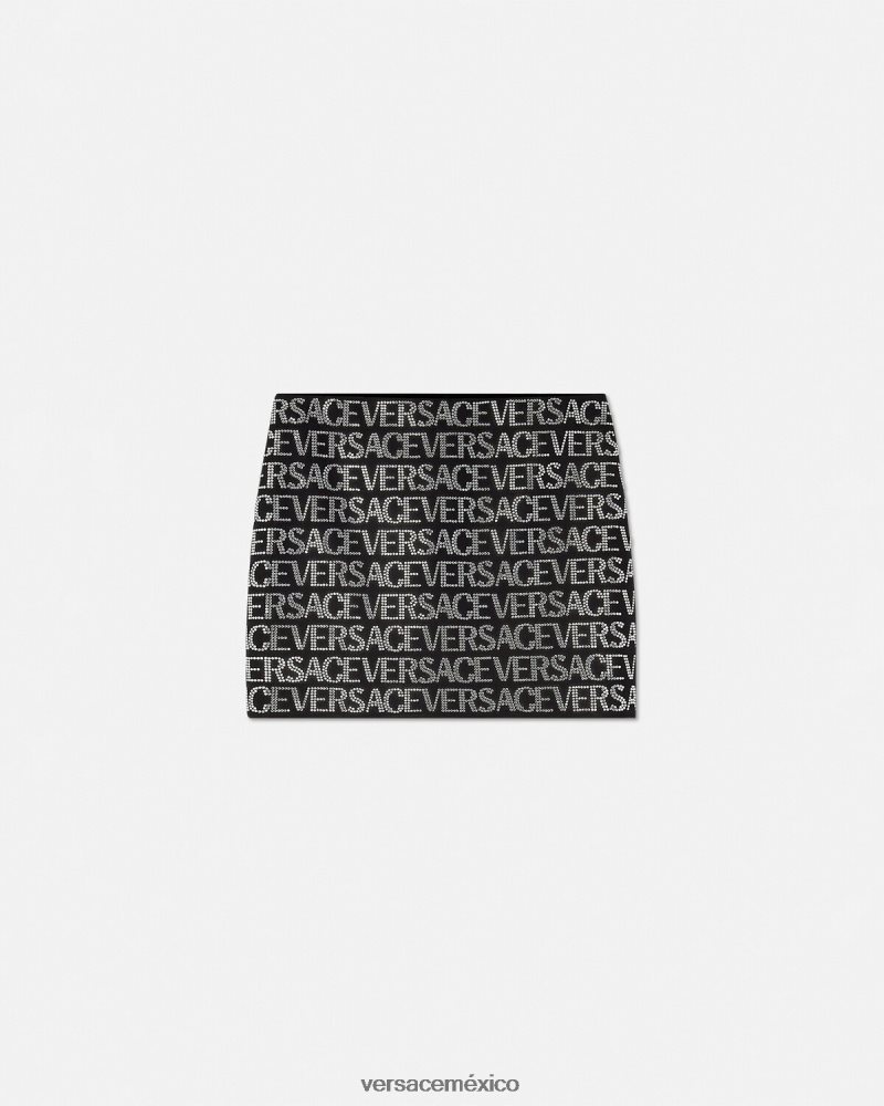 Versace minifalda con cristales negro ropa mujer 84626J177