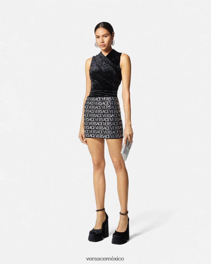 Versace minifalda con cristales negro ropa mujer 84626J177