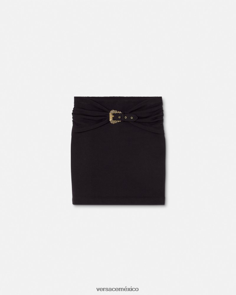 Versace minifalda con hebilla barroca negro ropa mujer 84626J2156