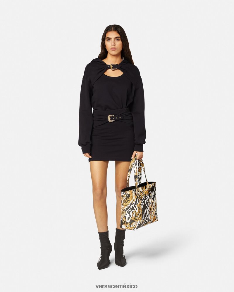 Versace minifalda con hebilla barroca negro ropa mujer 84626J2156