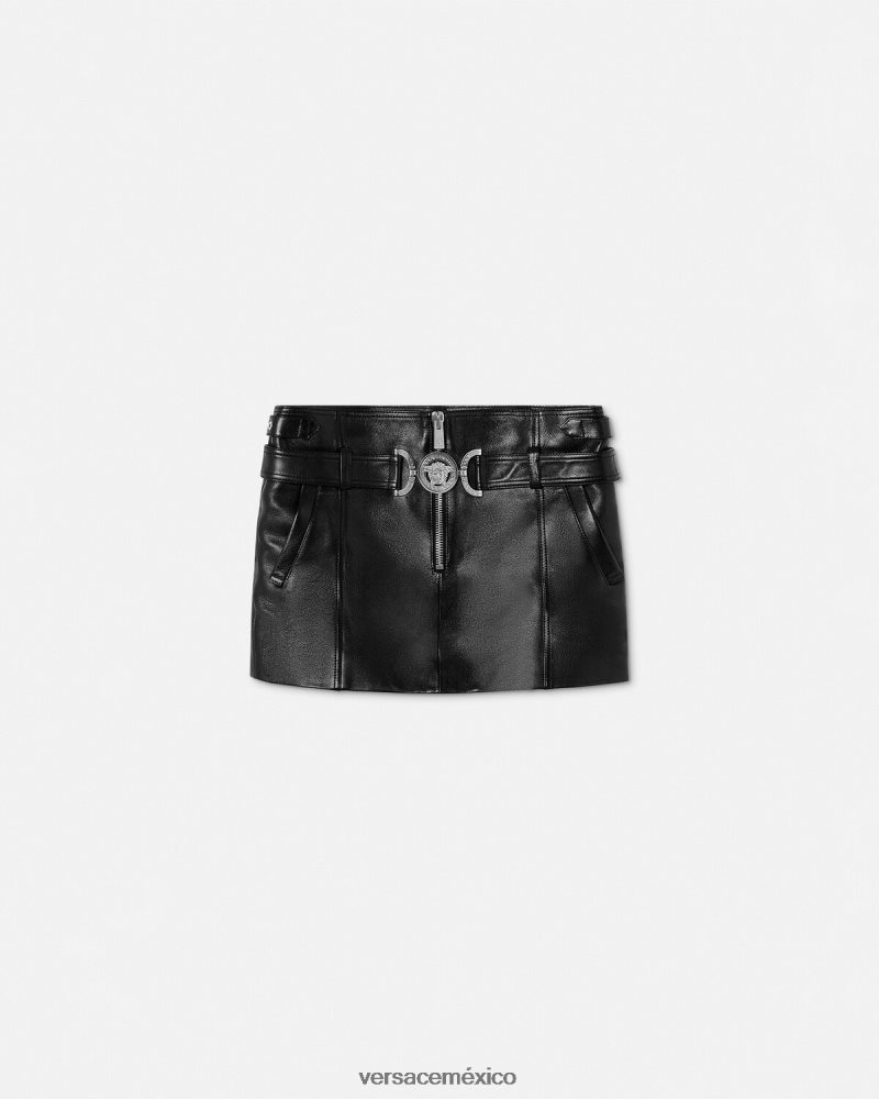 Versace minifalda de cuero con Medusa '95 negro ropa mujer 84626J175