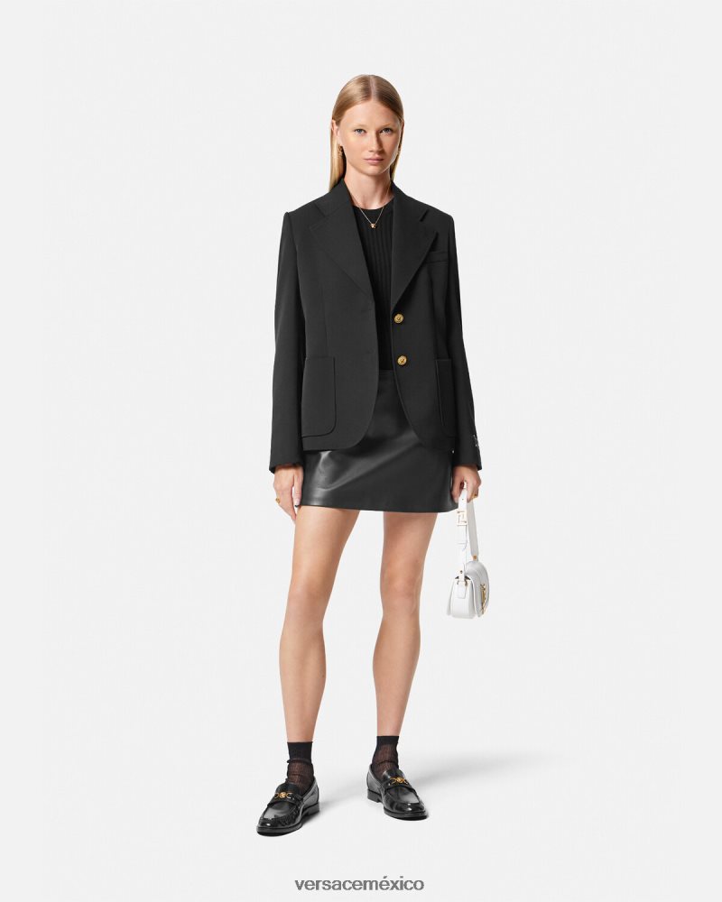 Versace minifalda de cuero con medusa negro ropa mujer 84626J172