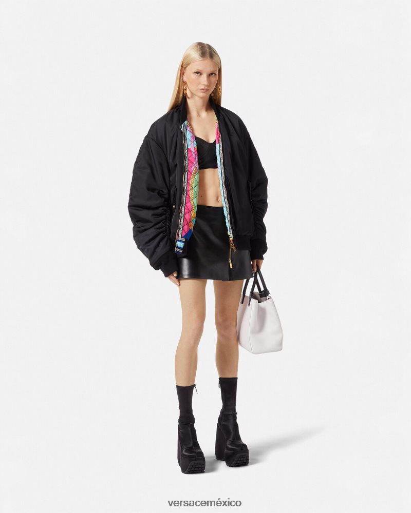 Versace minifalda de cuero con medusa negro ropa mujer 84626J181