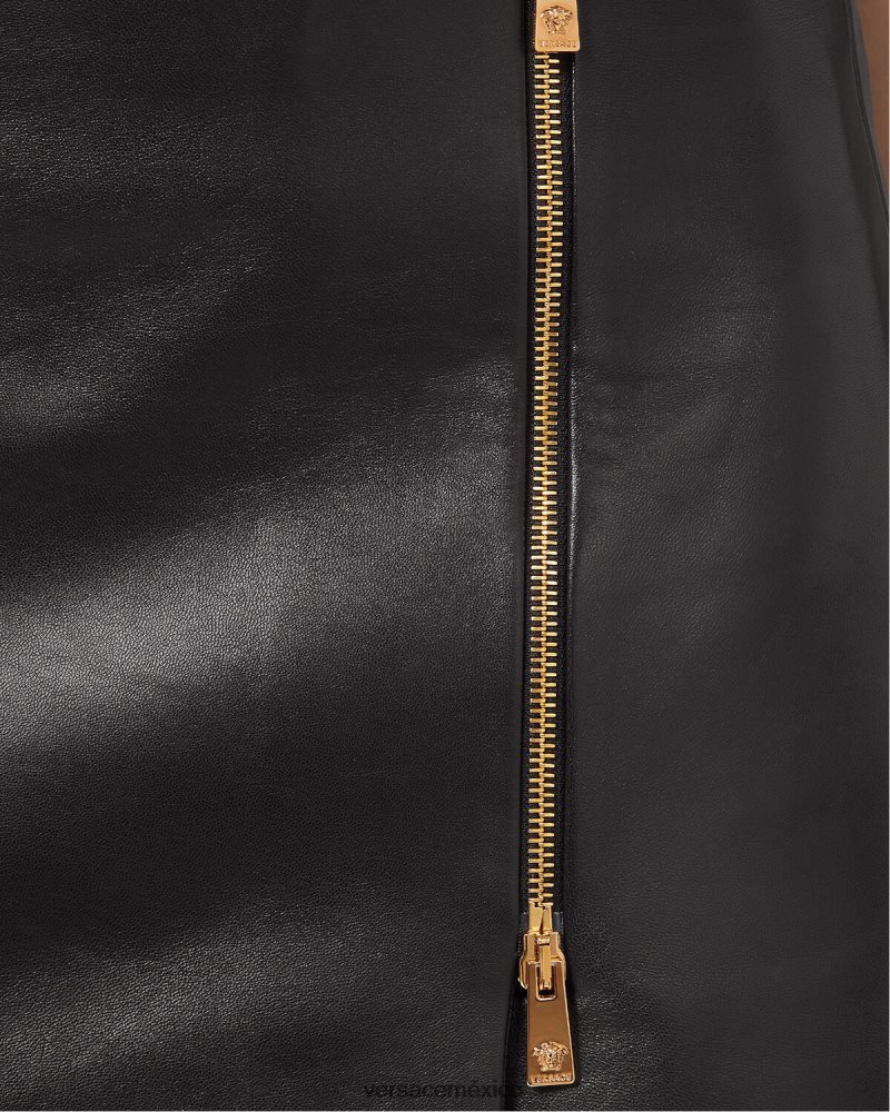 Versace minifalda de cuero con medusa negro ropa mujer 84626J181
