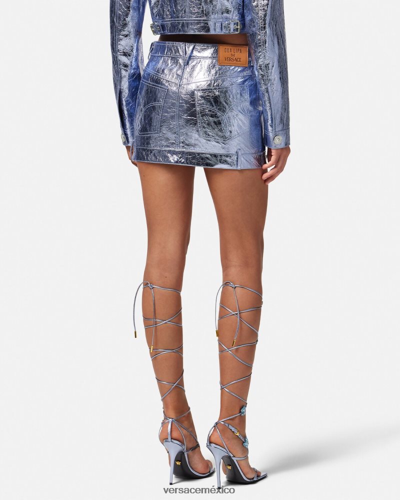 Versace minifalda de cuero metalizado con Medusa metálico ropa mujer 84626J160