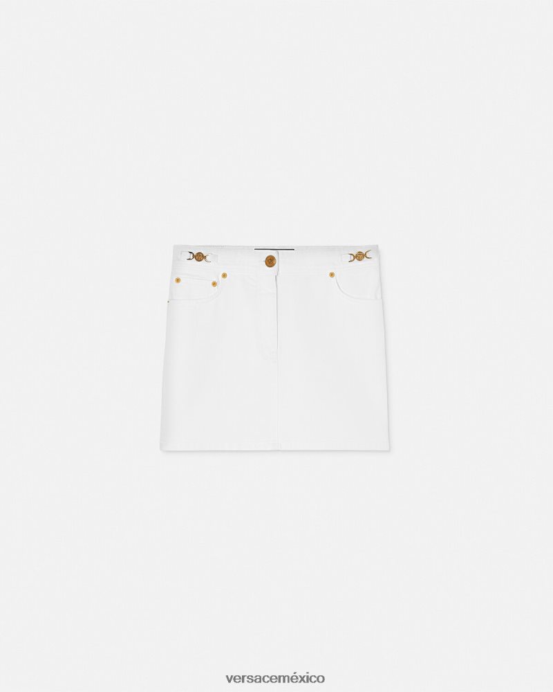 Versace minifalda vaquera con Medusa '95 blanco ropa mujer 84626J161