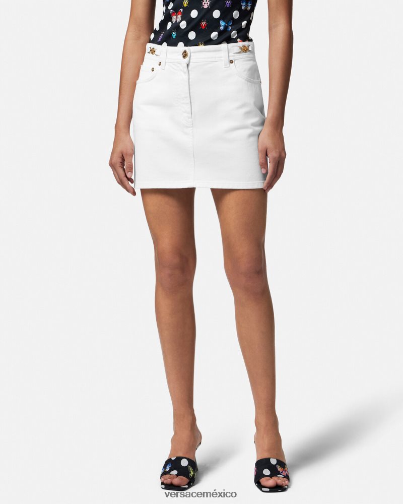 Versace minifalda vaquera con Medusa '95 blanco ropa mujer 84626J161