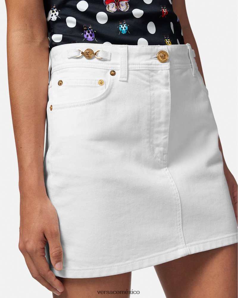 Versace minifalda vaquera con Medusa '95 blanco ropa mujer 84626J161