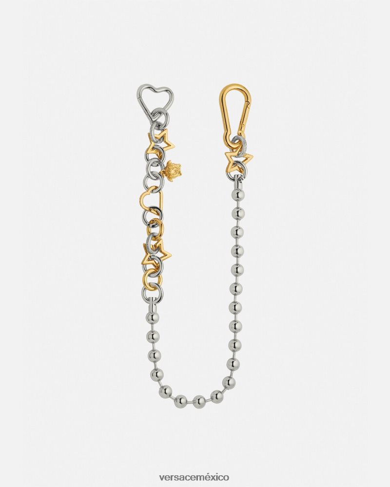 Versace cinturón con trabillas de cadena original oro plateado ropa mujer 84626J218