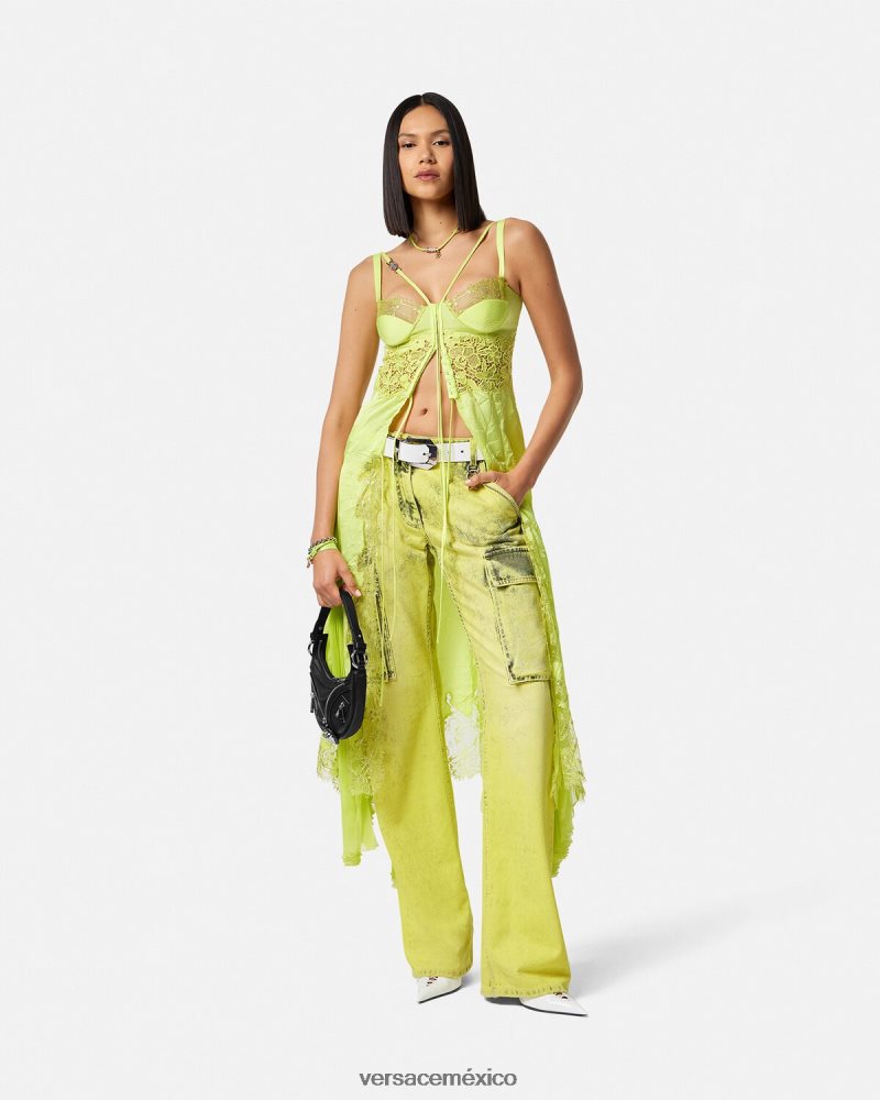 Versace jeans cargo desgastados amarillo ropa mujer 84626J225