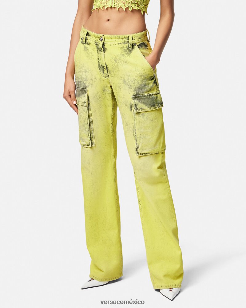 Versace jeans cargo desgastados amarillo ropa mujer 84626J225