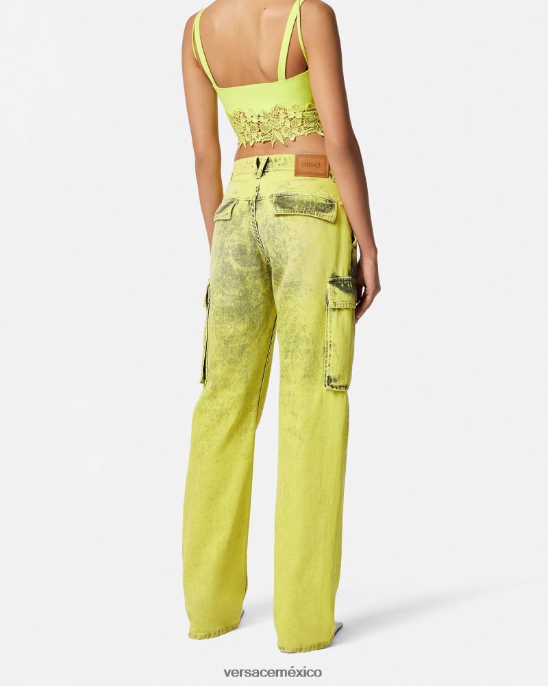 Versace jeans cargo desgastados amarillo ropa mujer 84626J225