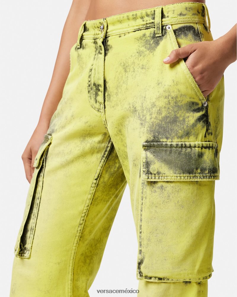 Versace jeans cargo desgastados amarillo ropa mujer 84626J225