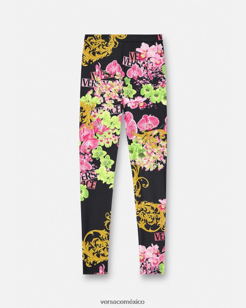 Versace leggins con orquídeas medusa negro y estampado ropa mujer 84626J221