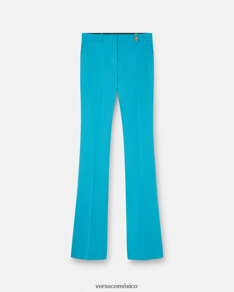 Versace pantalones acampanados de sastre azul claro ropa mujer 84626J124