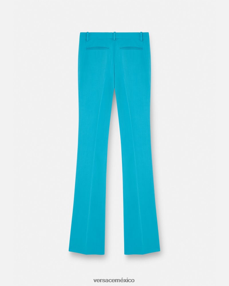 Versace pantalones acampanados de sastre azul claro ropa mujer 84626J124