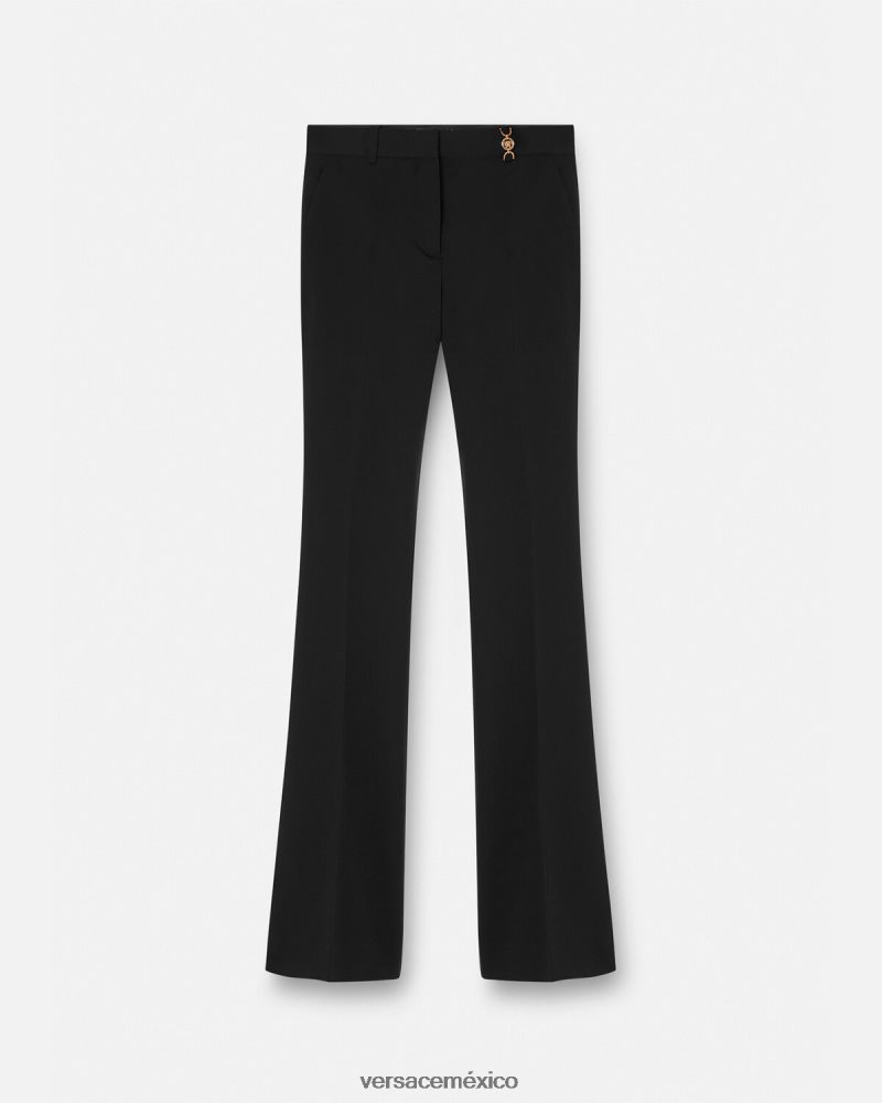 Versace pantalones acampanados de sastre negro ropa mujer 84626J119