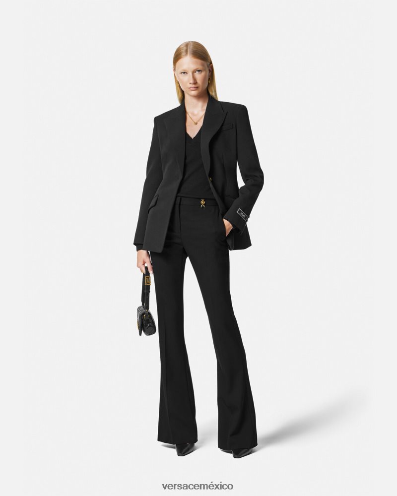 Versace pantalones acampanados de sastre negro ropa mujer 84626J119