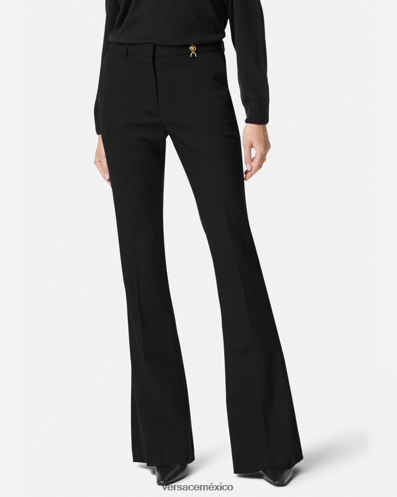 Versace pantalones acampanados de sastre negro ropa mujer 84626J119