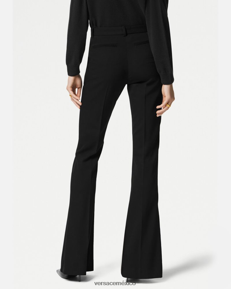 Versace pantalones acampanados de sastre negro ropa mujer 84626J119