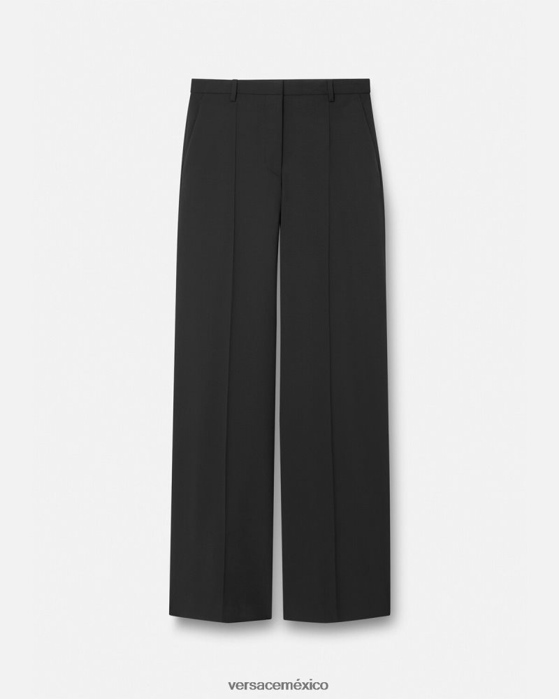 Versace pantalones anchos negro ropa mujer 84626J202