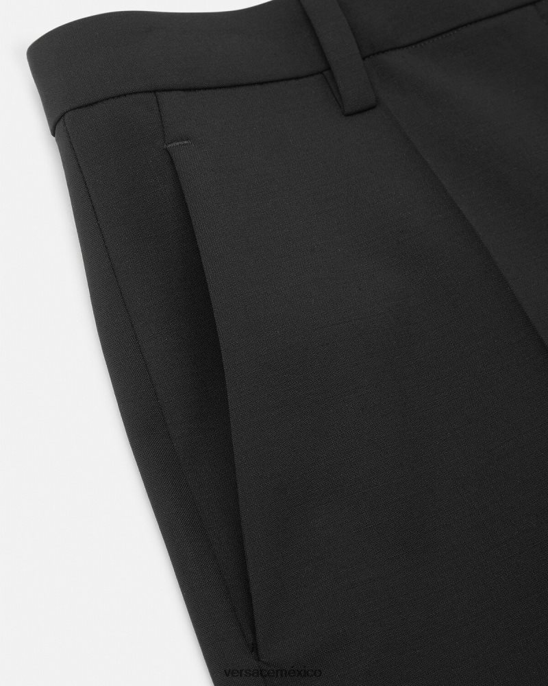 Versace pantalones anchos negro ropa mujer 84626J202