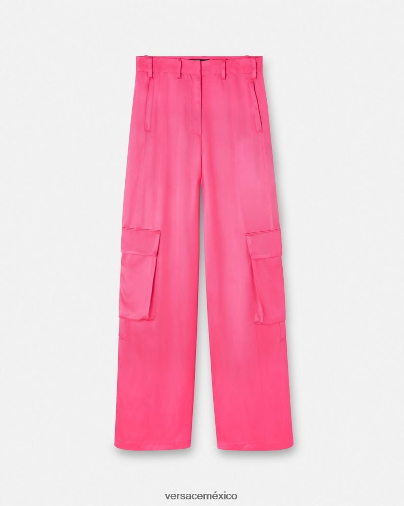 Versace pantalones cargo anchos rosa ropa mujer 84626J209