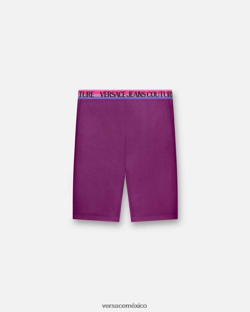 Versace pantalones cortos de ciclismo con logo Violeta ropa mujer 84626J2242