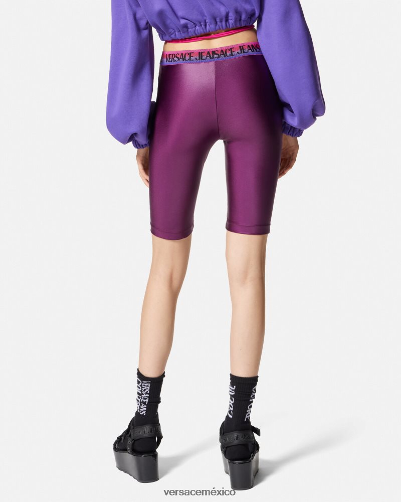 Versace pantalones cortos de ciclismo con logo Violeta ropa mujer 84626J2242