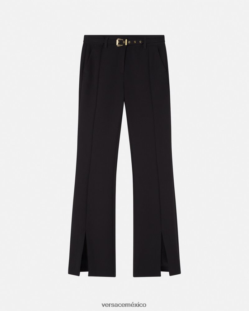 Versace pantalones de alta costura barroca con 1 hebilla negro ropa mujer 84626J2247