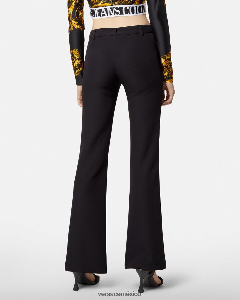 Versace pantalones de alta costura barroca con 1 hebilla negro ropa mujer 84626J2247