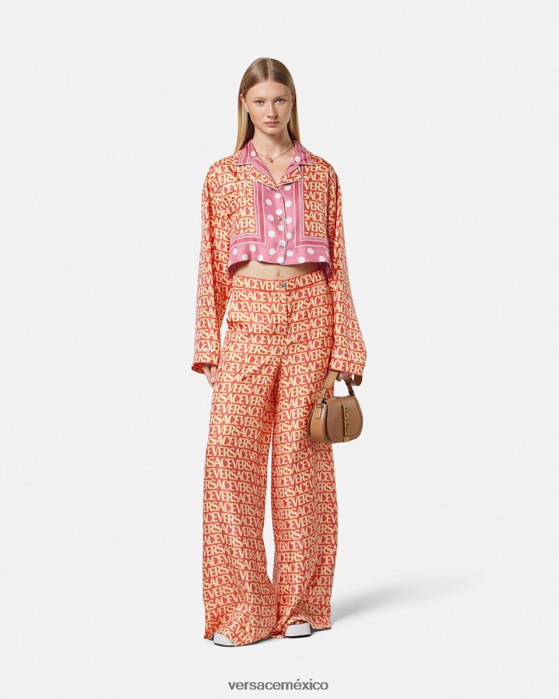 Versace pantalones de seda imprimir ropa mujer 84626J192