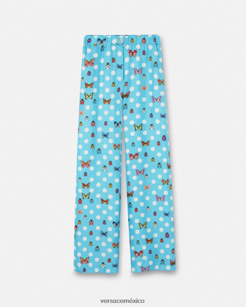 Versace pantalones de seda mariposas imprimir ropa mujer 84626J196