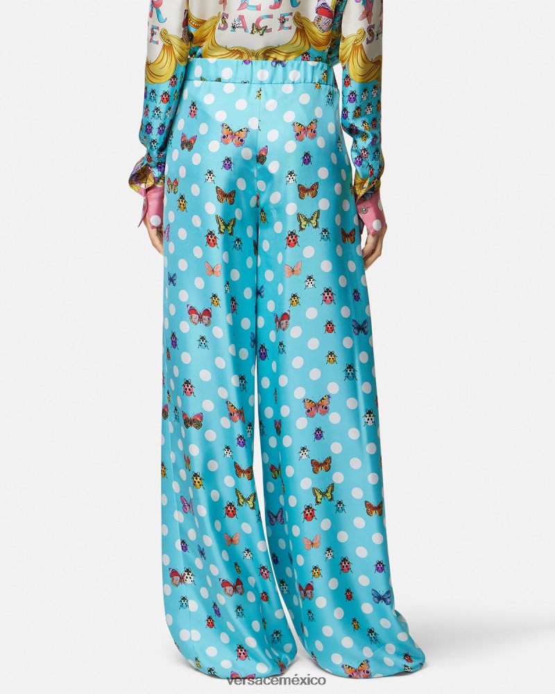 Versace pantalones de seda mariposas imprimir ropa mujer 84626J196