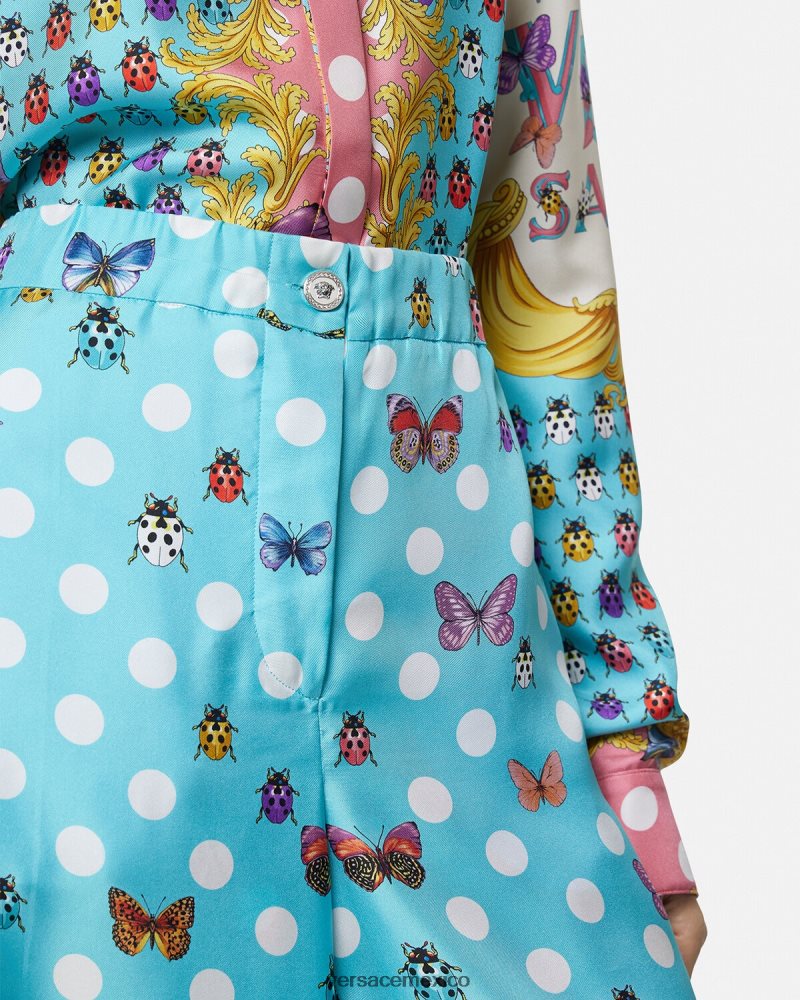 Versace pantalones de seda mariposas imprimir ropa mujer 84626J196