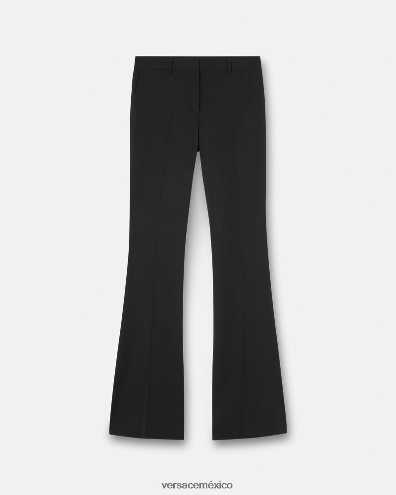 Versace pantalones formales acampanados negro ropa mujer 84626J205