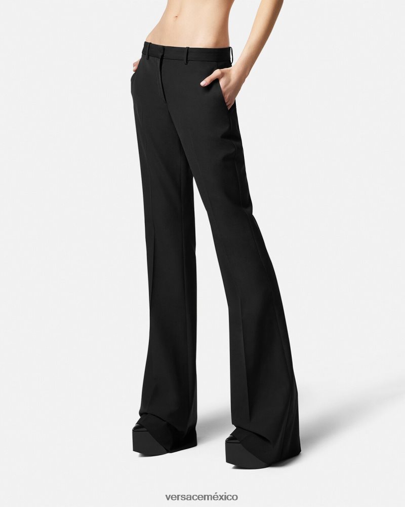 Versace pantalones formales acampanados negro ropa mujer 84626J205