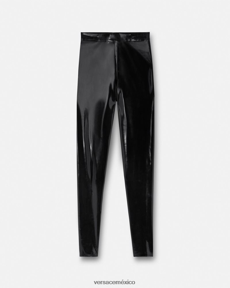 Versace polainas de látex negro ropa mujer 84626J203