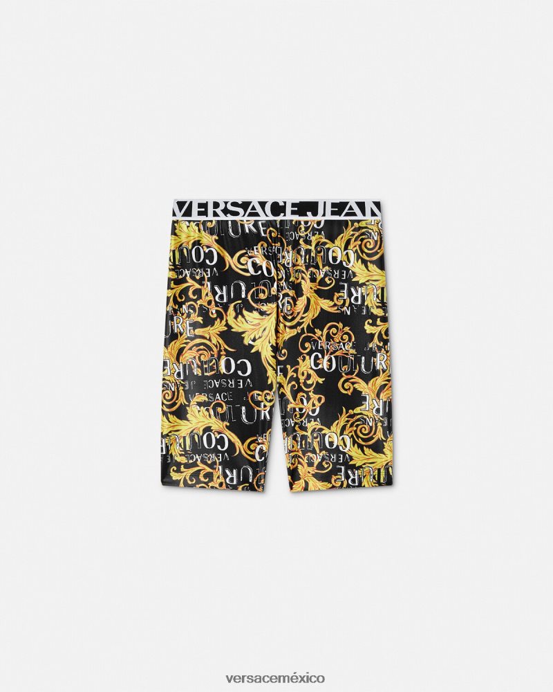 Versace shorts ciclistas de alta costura con logo un color ropa mujer 84626J2239