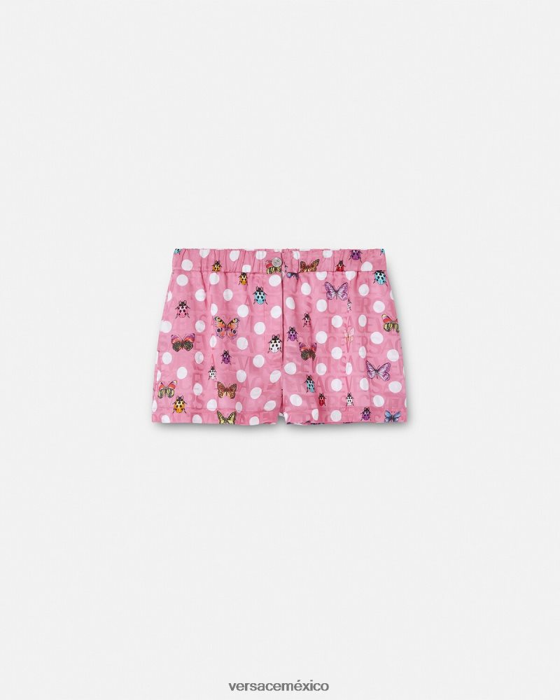 Versace shorts de mezcla de seda con mariposas imprimir ropa mujer 84626J197