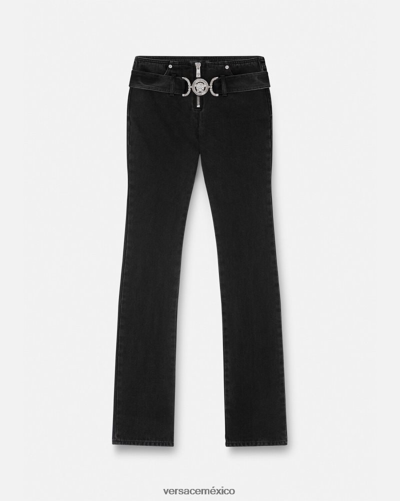 Versace vaqueros con medusa '95 negro ropa mujer 84626J220