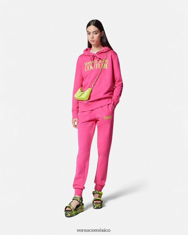 Versace pantalones deportivos con logo fucsia ropa mujer 84626J2176