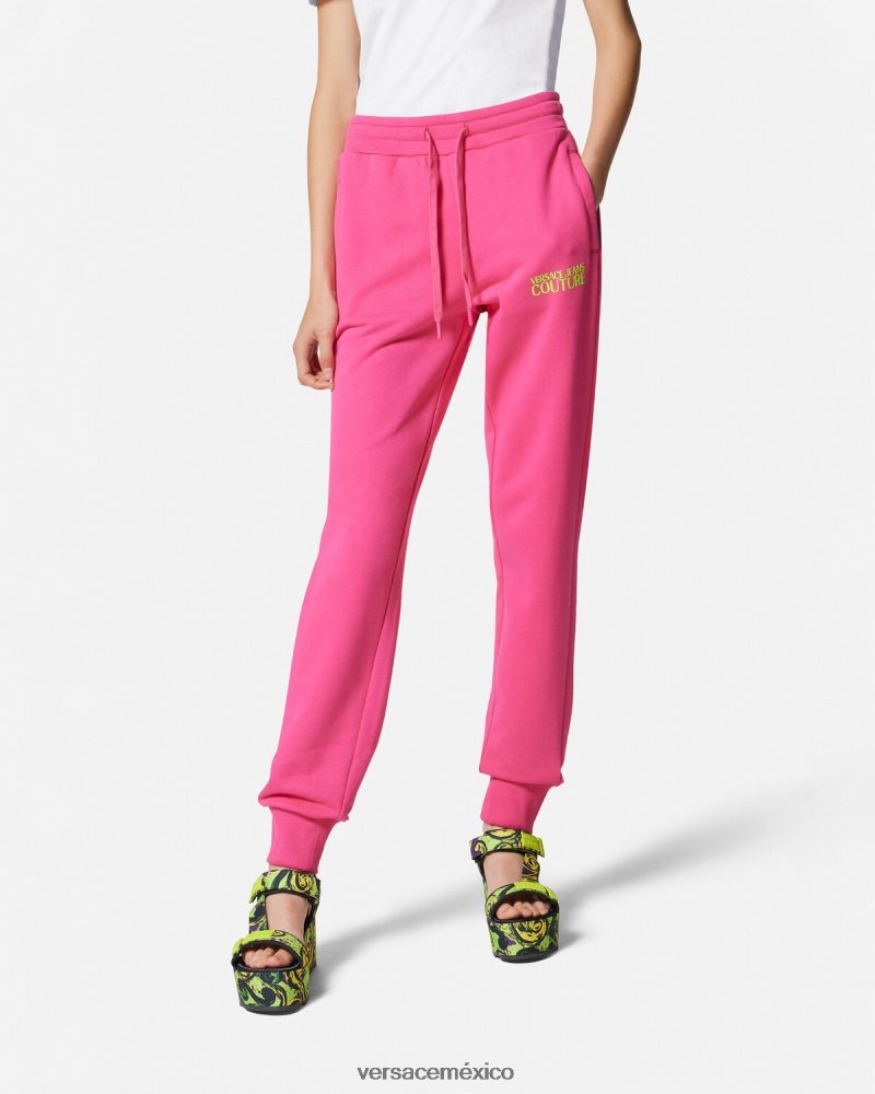 Versace pantalones deportivos con logo fucsia ropa mujer 84626J2176