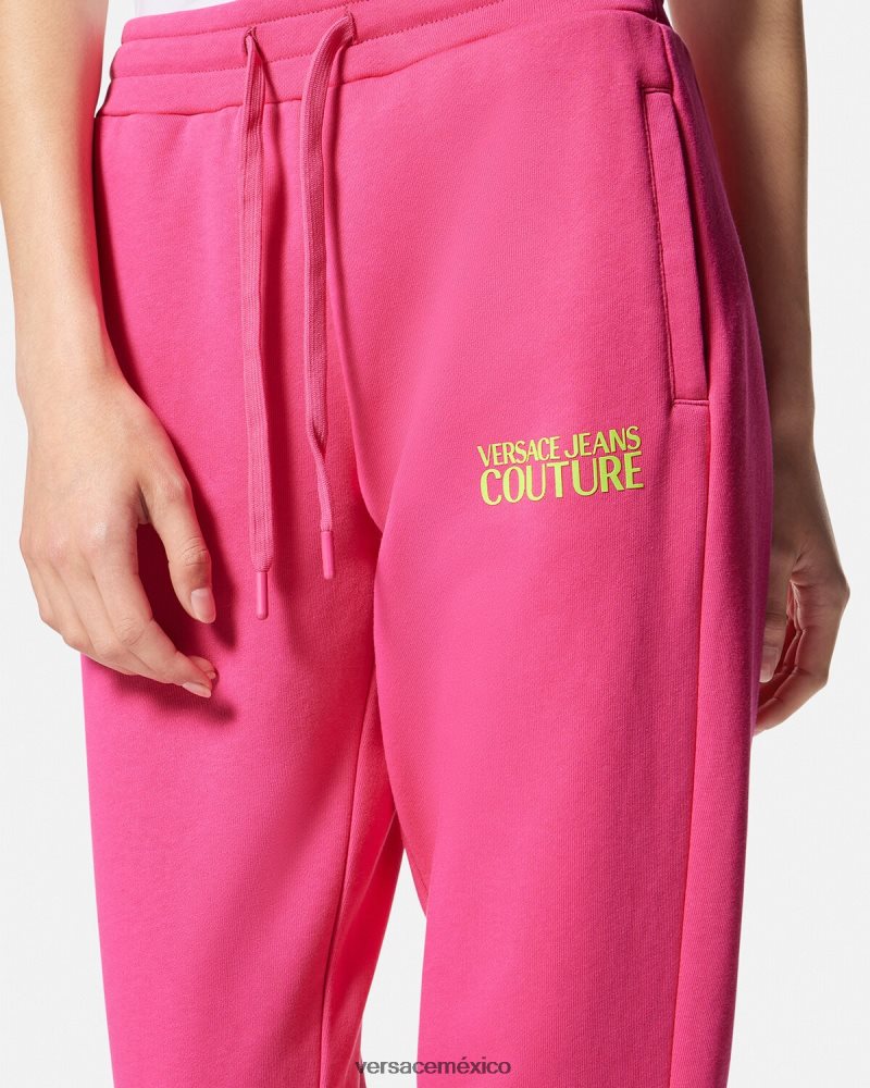 Versace pantalones deportivos con logo fucsia ropa mujer 84626J2176