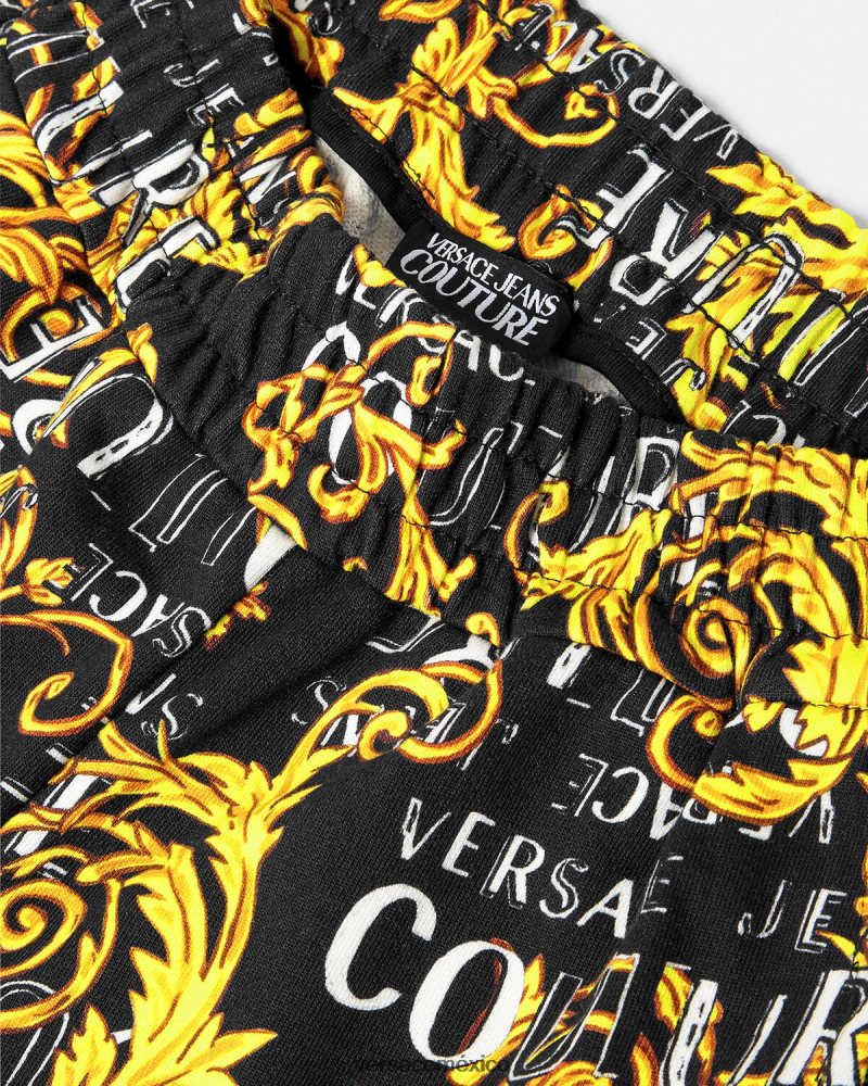 Versace pantalones deportivos de alta costura con logo oro negro ropa mujer 84626J2238