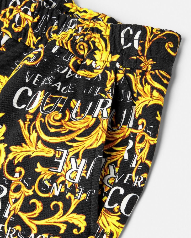Versace pantalones deportivos de alta costura con logo oro negro ropa mujer 84626J2238